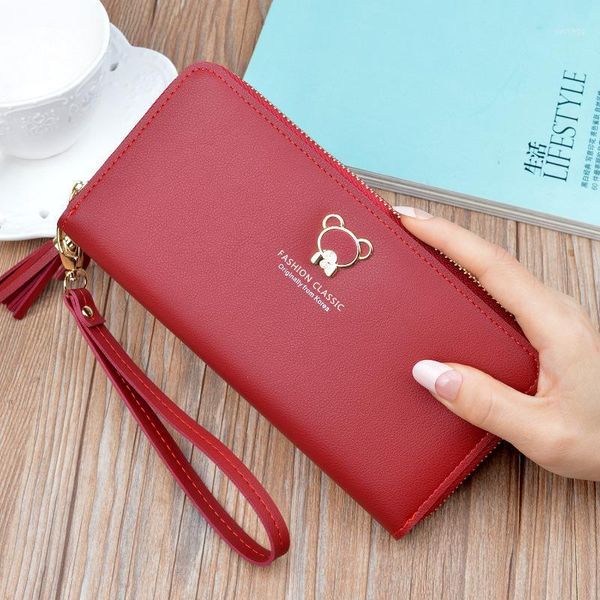 

wallets womens and purses famous wallet female long clutch purse large capacity moneybag geldbeutel damen.1, Red;black