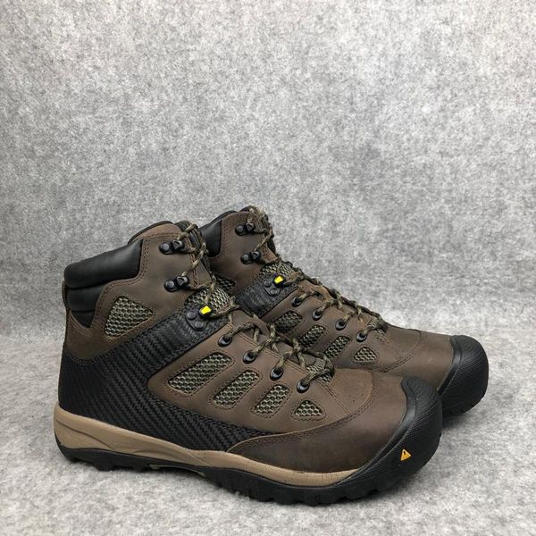 

men outdoor anti-hit steel toe hiking boots mens warm cowhide leather anti-skid trekking mountain shoes working boots plus size