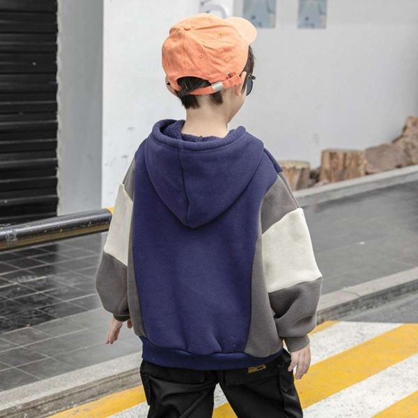 

boys' double layer plush sweater clothing children's warm hooded winter bottomed shirt 2020 new zhongda children q64o, Black