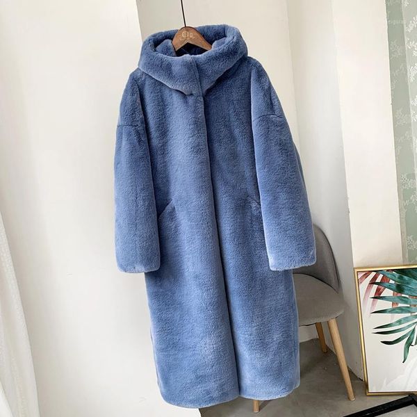 

winter women faux fur coat luxury long fur coat loose lapel overcoat thick warm plus size female plush coats1, Black