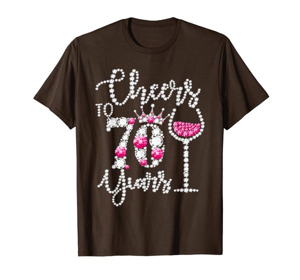 

cheers to 70 years t-shirt 70th birthday diamond wine crown, White;black