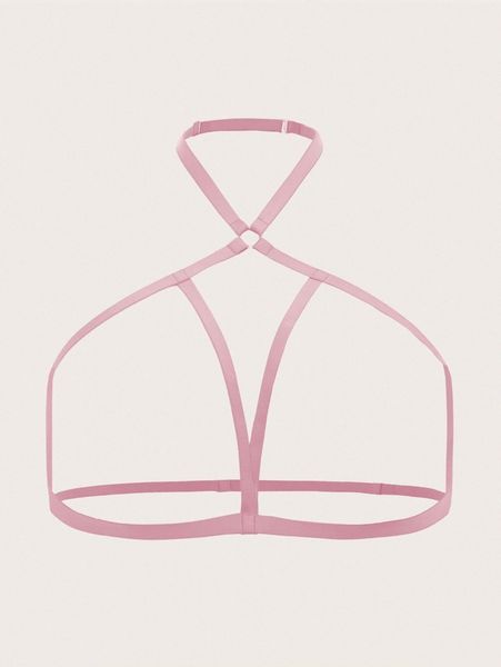 

plus ring linked harness bra b8sp#, Black;white