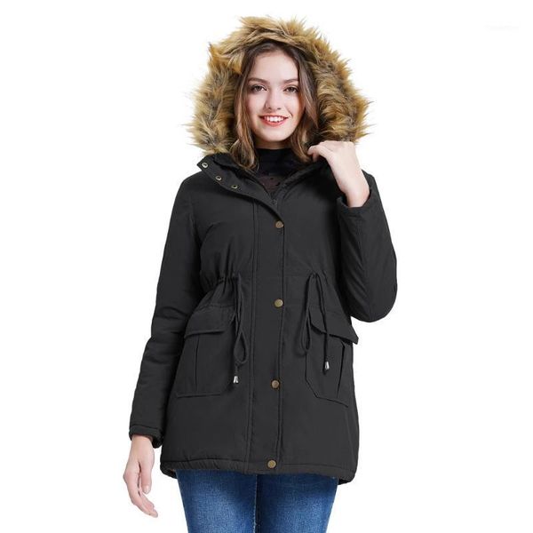 

2020 winter jacket women thick warm hooded parka mujer cotton padded coat long paragraph plus size 3xl slim jacket female1, Black