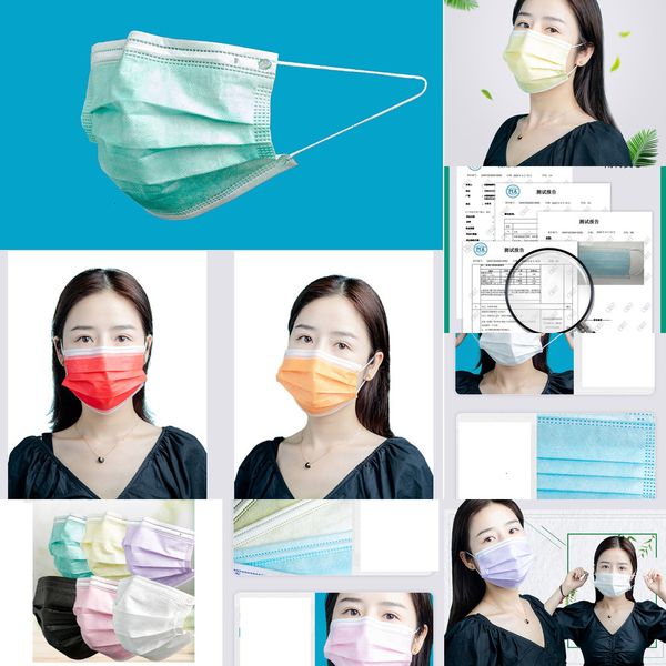 

disposable face masks colorful mask 3 layer balck gray pink dust mouth cover 3-ply non-woven