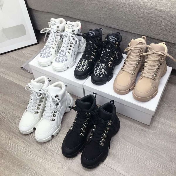 

new luxury women's sneakers men's leather sports casual shoes flat casual shoes fashion thick-soled lace-up rock climbing shoes, Black