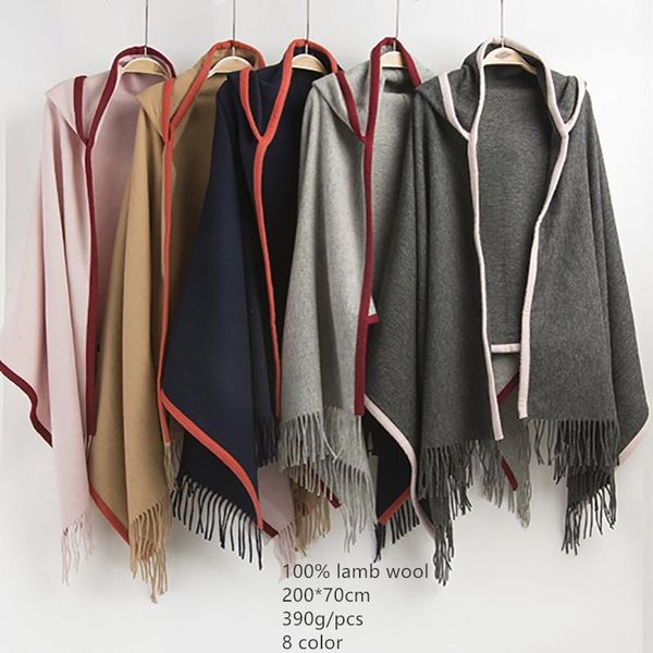 

naizaiga 100% wool wool hood personality warmth popular air conditioning shawl scarf cloak thickened poncho , jy119, Blue;gray