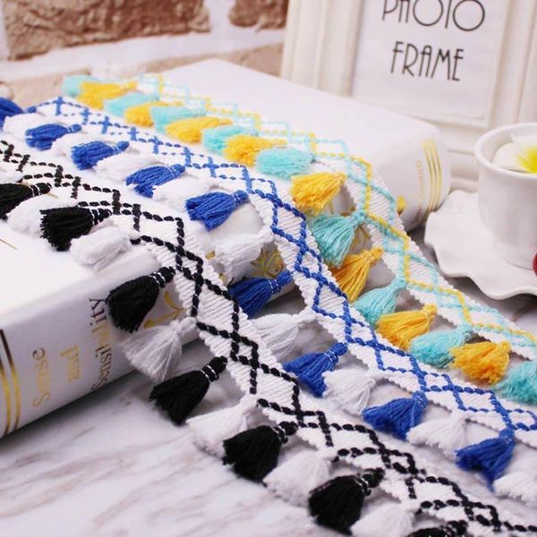 

10yards lot diy accessories tassel trim cotton bohemian tassel trimmings fringes trims reflective tape edge for sewing clothes h jllnsd
