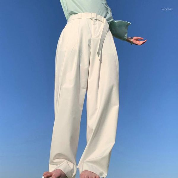 

korean style straight casual pants men's fashion solid color business dress pants men streetwear loose suit men trousers1, Black