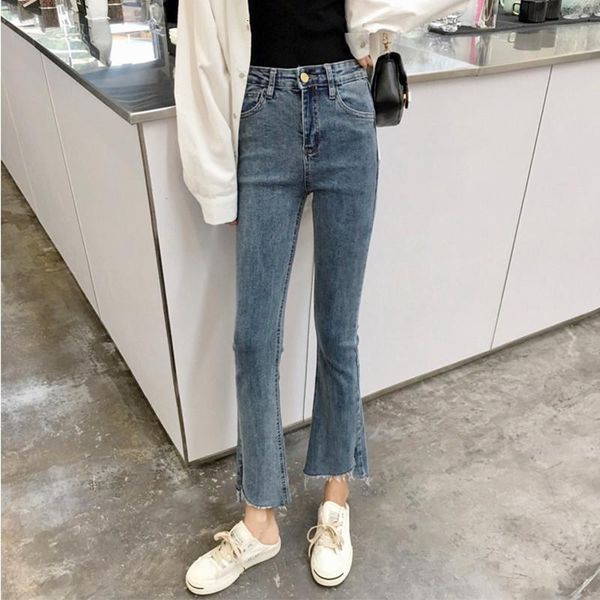 

wholesale 2019 new spring summer selling women's fashion casual denim pants nc25 drop shipping, Blue