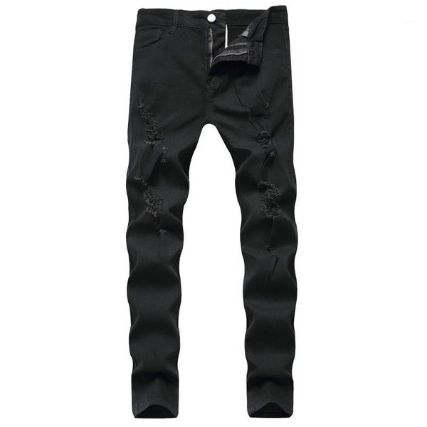 

black jeans men new pantalones pitillo hombre ripped black pants straight skinny jeans homme fashion slim fit men denim trousers1, Blue