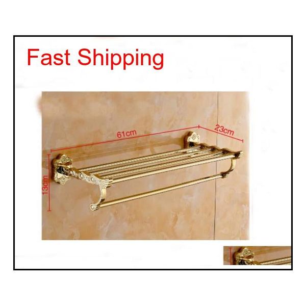 

luxury gold brass bathroom towel shelf exquisite carved t qylots dh_seller2010