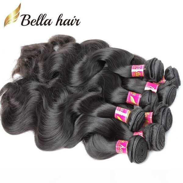 

4pcs lot indian virgin hair extension natural color body wave wavy human hair weave bella hair, Black