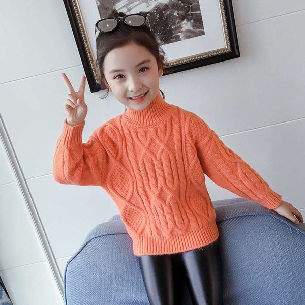 

new wear solid color turtleneck winter middle school children's pullover bottomed sweater, Blue