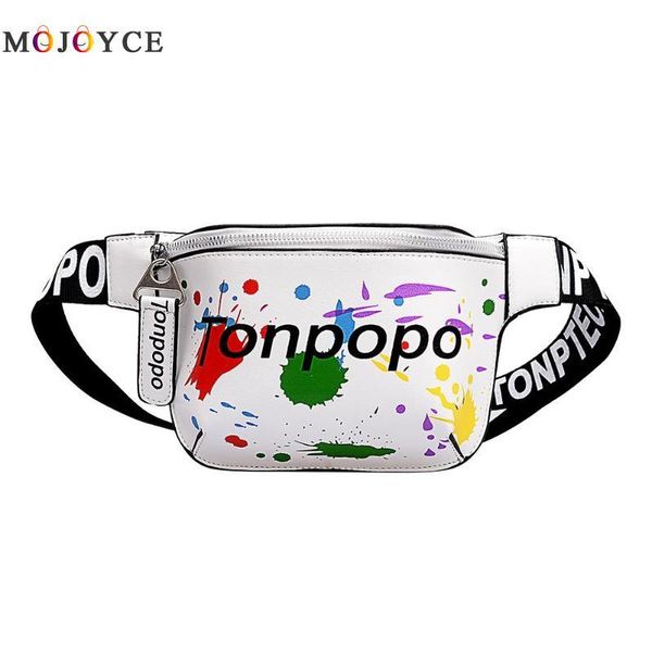 

уличная мода женщин сумка талии граффити printed кожа pu молнии chest fanny pack для женщин