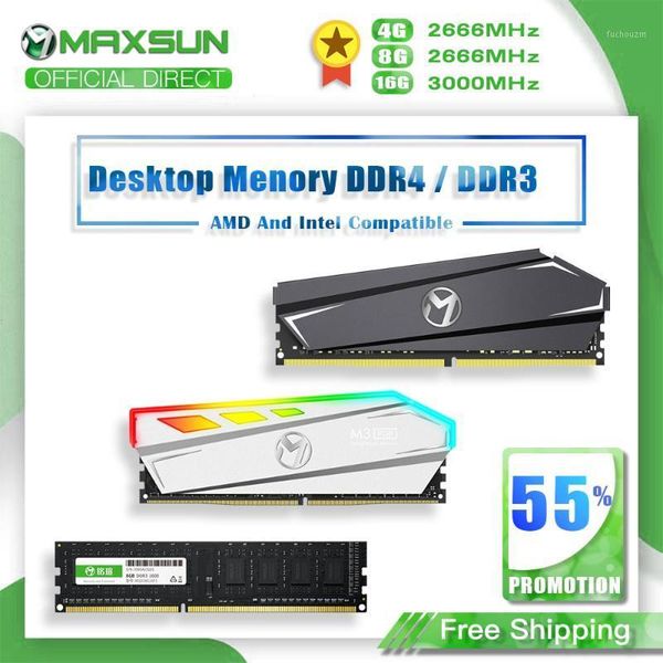 

maxsun ram ddr4 4gb 8gb memory ddr3 1600 2666mhz memoria rams dimm ddr4 1.2v 288pin 16gb intel/amd deskmemory with heat sink1