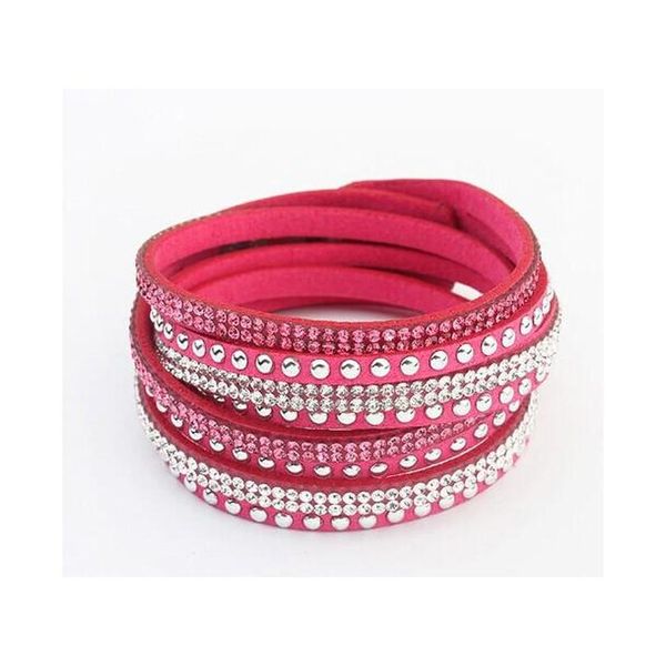 

selling rhinestone crystal multilayer bracelets bangles flannel leather wrap bracelet wristbands for women sn sqcmdc dh_seller2010, Black