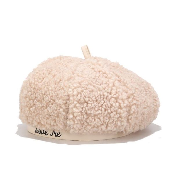 

winter beret hat women embroidery letter hat fleece wool classic newsboy hat girls female painter cap 201026, Blue;gray