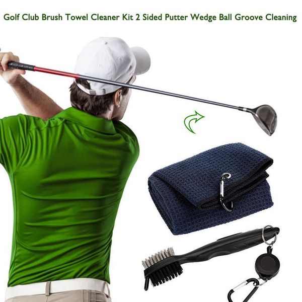 

golf club brush towel cleaner kit 2-sided golf putter wedge-shaped ball groove cleaning tool with carabiner acc qylvfq