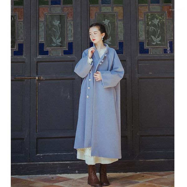 

original new middle long coat chinese style fur coat women's autumn winter 191541, Black