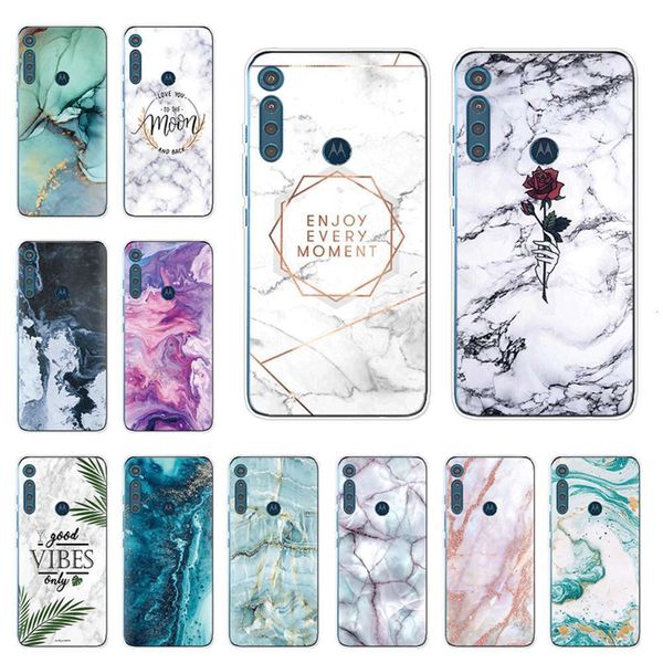 

silicone cover, motorola one fusion plus soft back cover, transparent marblevfe1