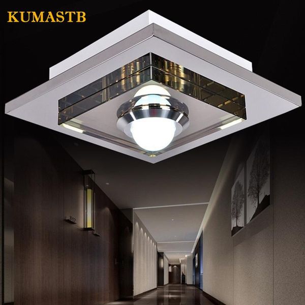 Потолочные светильники Современные квадратные лампы из нержавеющей стали, живущая комната крыльцо LED Crystal Light Спальня проход коридор балкона лампы