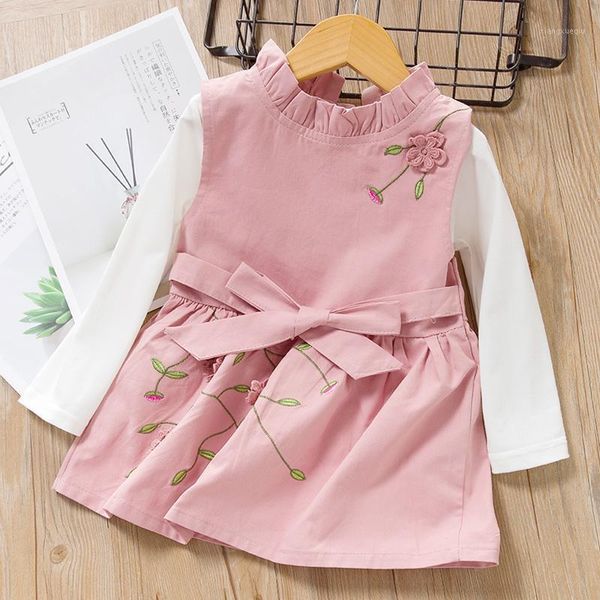

menoea baby autumn clothes 2020 newborn girls clothing set belt embroidery infant suit girl clothes 2pcs1, White