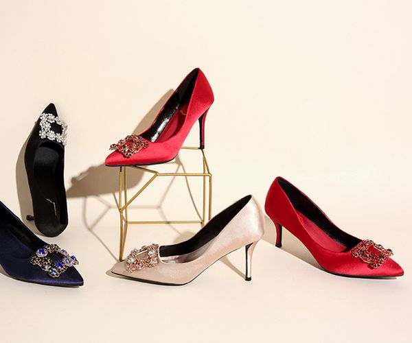

wedding shoes women shoes red bottoms high heels pointed toe sole pumps come with logo +box, Black