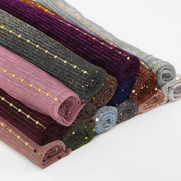 

beautiful sequins wedding pleated hijab shimmer scarf muslim viscose hijab islamic ramadan soft crinkle headscarf wmsl0591, Red