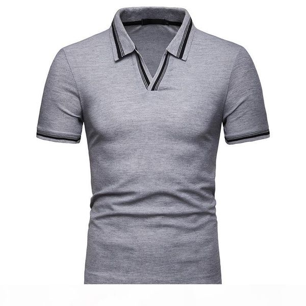 

summer polos shirt mens cotton v-neck polo shirt short-sleeved slim fit tees 2019 s-xxl, White;black