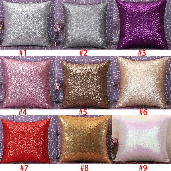 

new sequin pillow case mermaid pillow covers home sofa car decor cushion 9 color square pillow case wx-p08