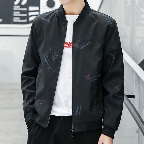 

port& men bomber jacket thin slim long sleeve baseball jackets letter zipper windbreaker male outwear brand cloth1, Black;brown