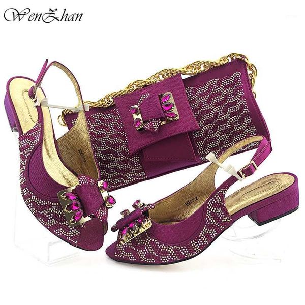 

dress shoes soft heels and bag set italian sets purple color with matching bags for party wedding 38-43 wenzhan b02-201, Black