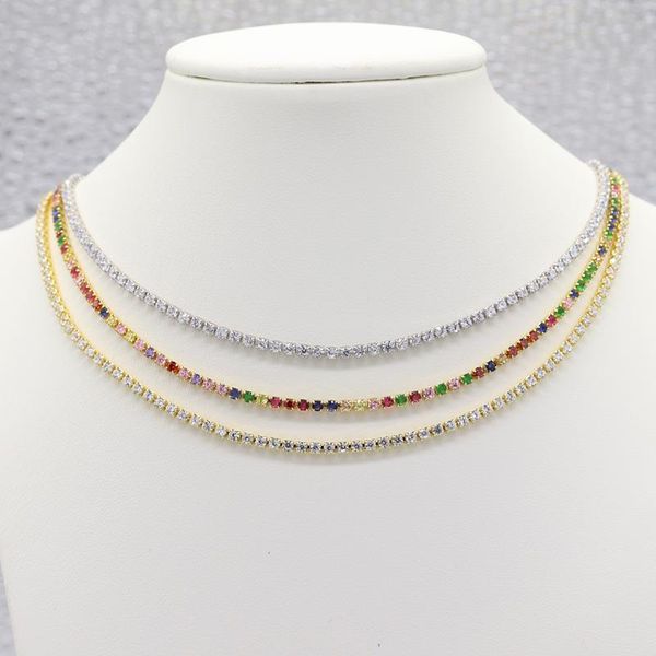 

chokers non-fading gold filled copper rainbow crystal women choker necklaces statement charm femme chain jewelry kpop collare gift, Golden;silver