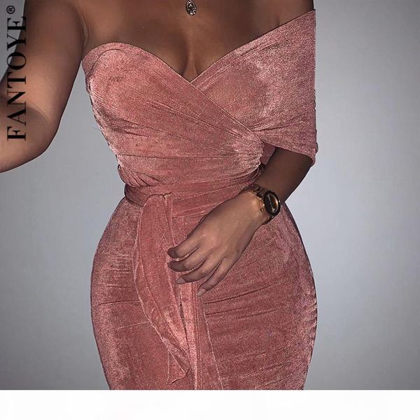

fantoye fashion new bandage party dress women 2020 autumn strapless midi bodycon dress elegant celebrity party clubwear vestidos, Black;gray