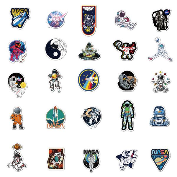 

vinyl stickers pack, waterproof trendy astronaut spaceman graffiti decals for water bottle, phone case, lap guitar, suitcase