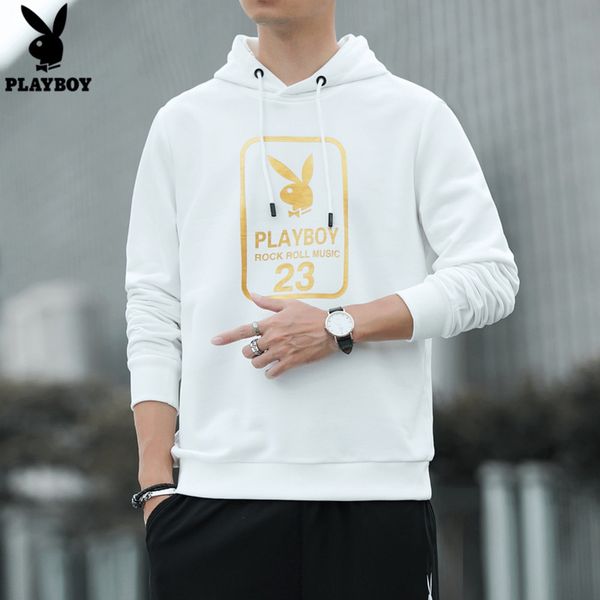 

playboy fashion men's korean slim hooded sweater for men playboy fashion men's korean slim hooded pullover pullover sweater for me, Blue