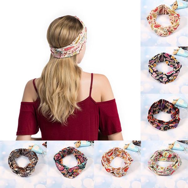 

boho women printing elastic hairbands sport headband yoga turban cross knotted headbands girls hair accessories fashion headwrap q sqcnmc