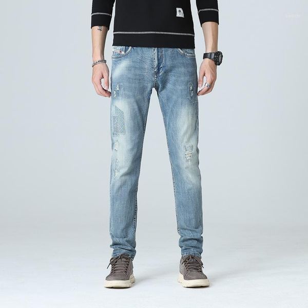 

2020 new autumn winter fashion streetwear men jeans denim pants hip hop jeans mens pants hombre moto biker trousers male,m0051, Blue