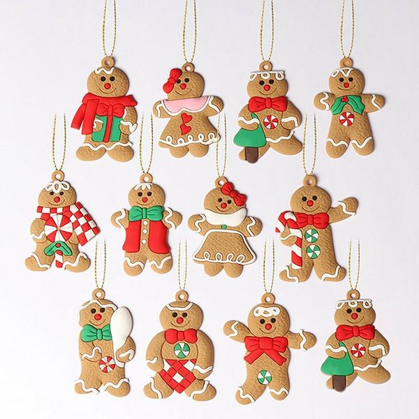 

christmas decorations 12pcs/set gingerbread man tree hanging pendant xmas