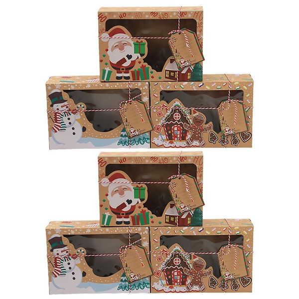 

рождество упаковка коробки gingerbread коробки крафт бумаги конфеты коробки для хранения пвх окна бисквит для партии mall магазин xmas bbyfw