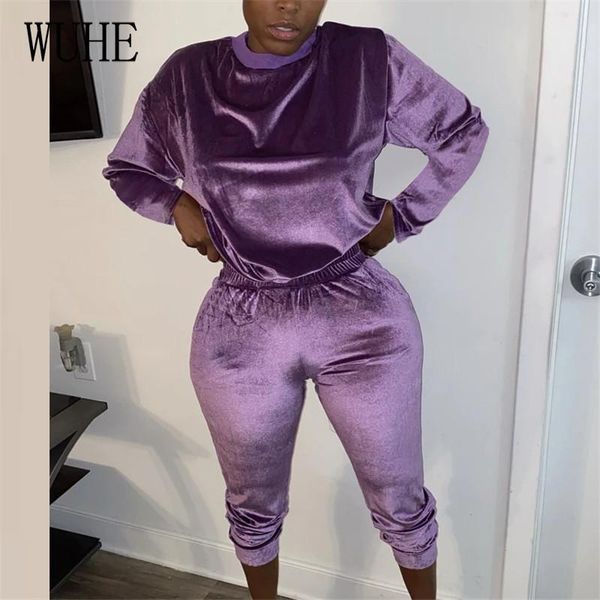 

wuhe velvet tracksuit women pocket round neck long sleeve pant velour two piece set autmn winter warm sporting suit, Gray
