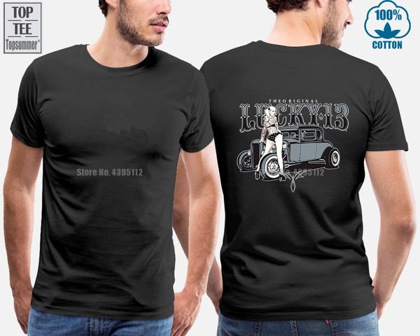 

спорт мужчины футболка лаки 13 pin up queen смешная тенниска новизна tshirt женщины