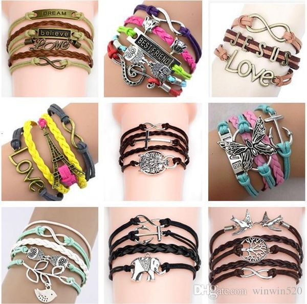 

factorykdcpjewelry infinity charms 54 bracelets styles for bracelet women and men anchor cross owl branch love bird believe