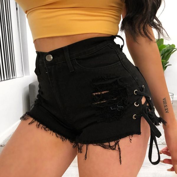 

vintage snowflake women denim shorts with high waist straps tassel female summer shorts for women's jeans shorts denim trousers, White;black