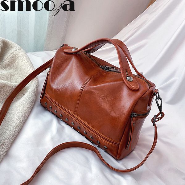 

hbp smooza ladies hand shoulder bags vintage leather luxury handbags women designer casual large capacity solid bags