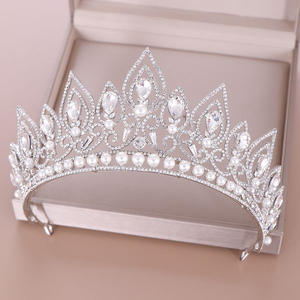 

trendy silver color wedding crystal crown and tiara bride hair accessories wedding crowns hair jewelry headpieces tiara diadem, Slivery;golden