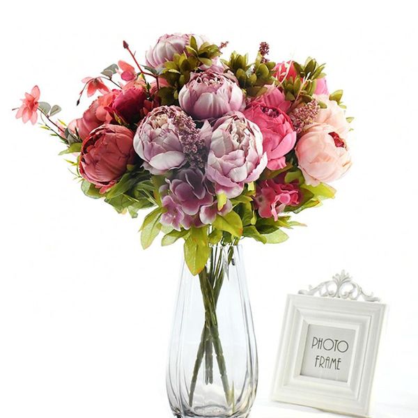 

decorative flowers & wreaths 13pcs/bunch artificial peony party silk fake flower peonies for home el decoration diy wedding bouquets