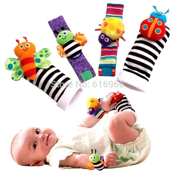 

4pcs/lot=2 waist+2 pcs socks) new baby toy rattle foot socks garden bug wrist y201009, Pink;yellow