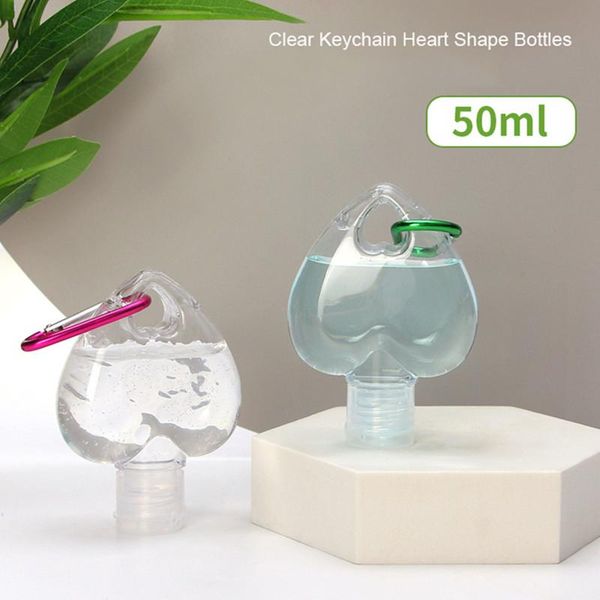 

10/5pcs 50ml travel plastic clear bottles portable handwashing fluid containers empty refillable bottle with hanging ring hook