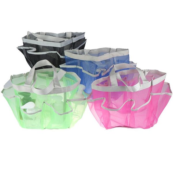 

storage bags portable quick dry shower caddy tote bag hanging toiletry mesh with 7 pocket bathrooms organizer for dorm/gym/camp/trave